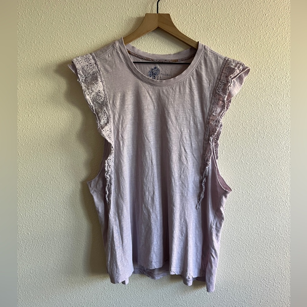 Pilcro Ruffle Raw Hem Tank Top
